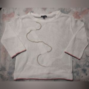 White Tommy Hilfiger "Sail Away" Nautical Mesh Sweater size medium